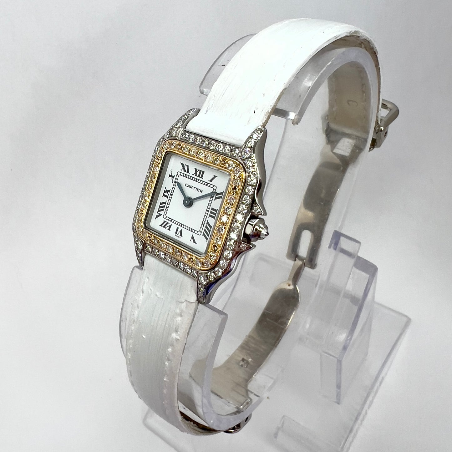 CARTIER PANTHERE 23mm Quartz 2 Tone 0.88TCW DIAMOND Watch White Dial