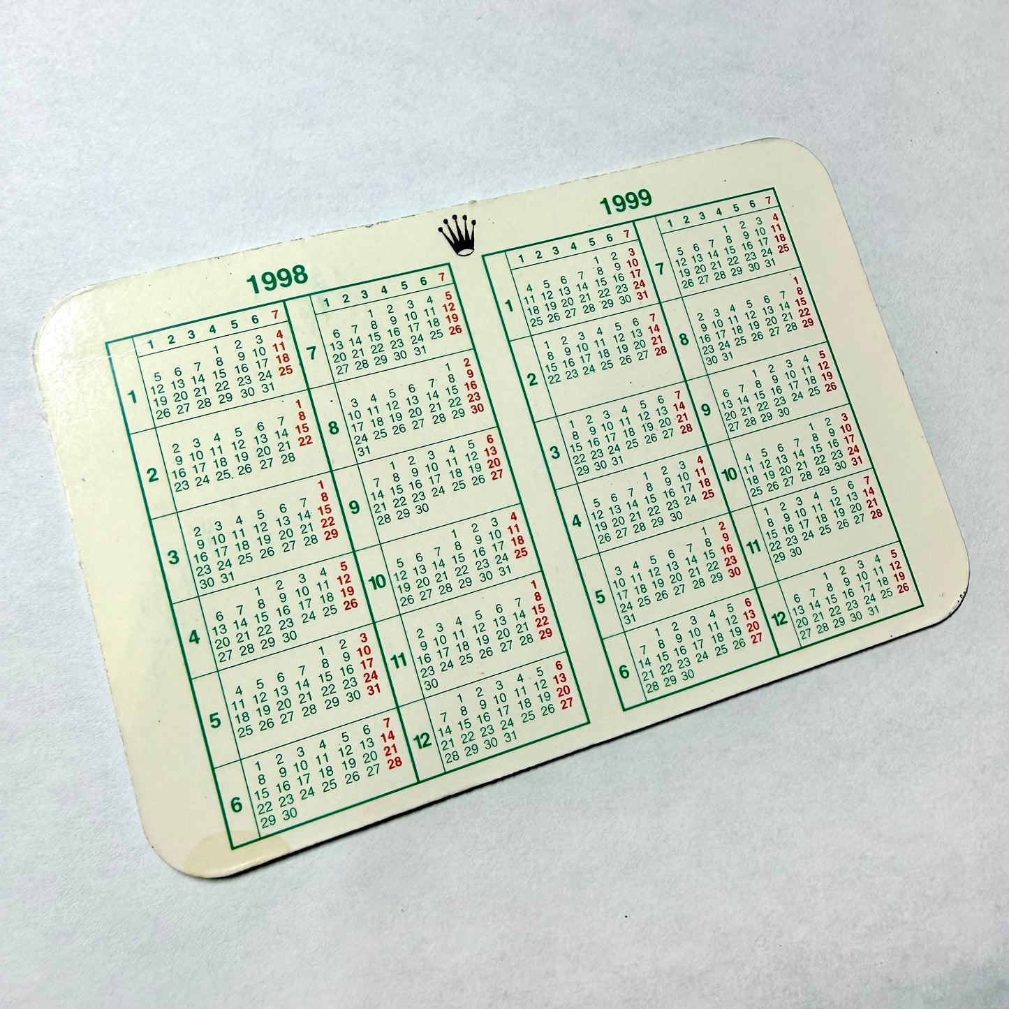 ROLEX Calendar Card 1998-1999
