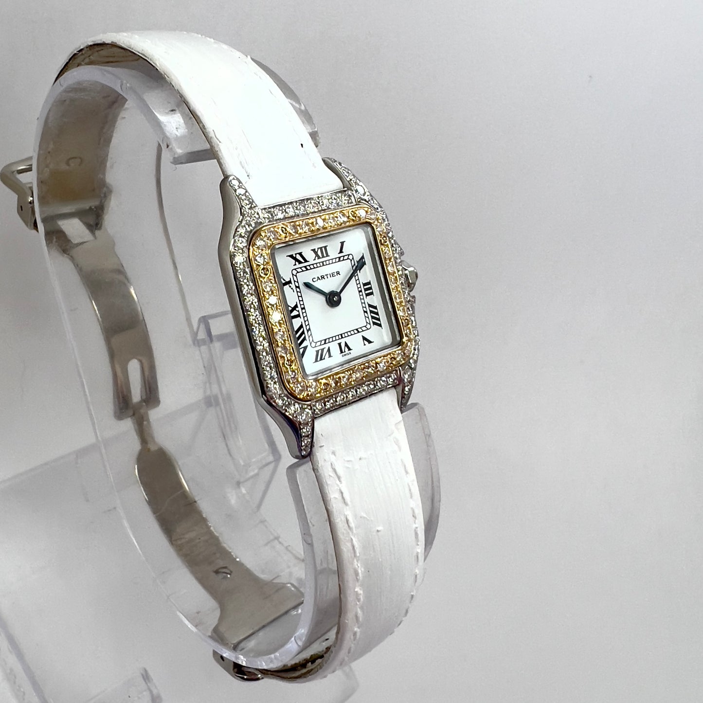 CARTIER PANTHERE 23mm Quartz 2 Tone 0.88TCW DIAMOND Watch White Dial