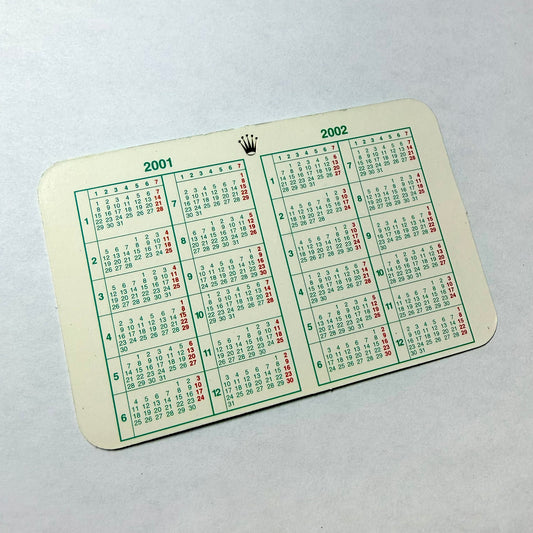 ROLEX Calendar Card 2001-2002