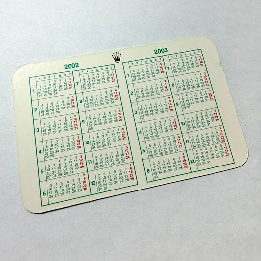 ROLEX Calendar Card 2002-2003