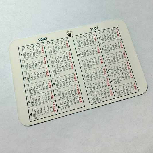 ROLEX Calendar Card 2003-2004