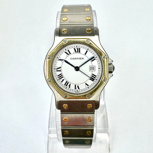 CARTIER SANTOS OCTAGON Automatic Date 31mm 2 Tone Watch