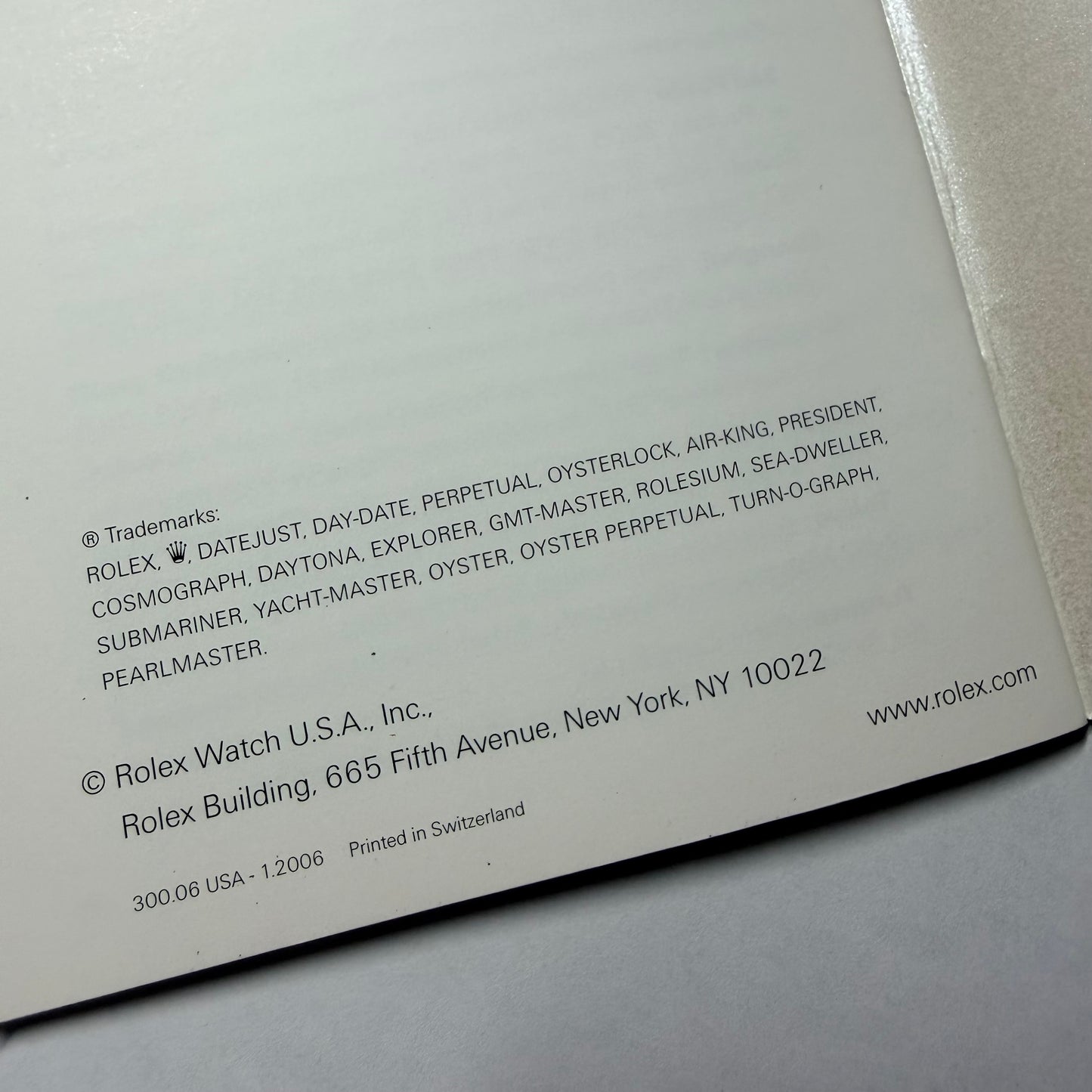 ROLEX Oyster Perpetual Booklet 2006 English