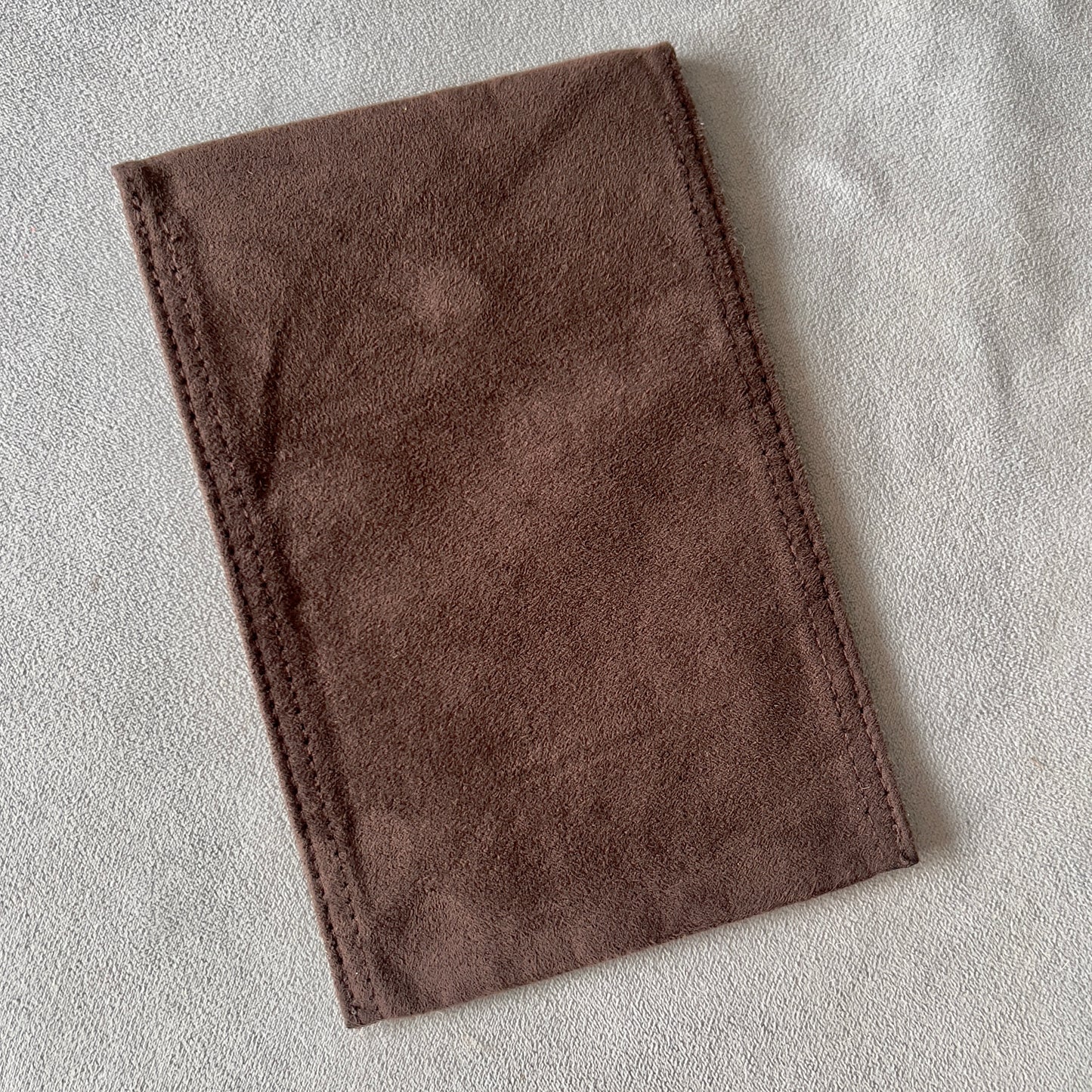 TOURNEAU Brown Faux Suede Pouch 7x4.5 inches