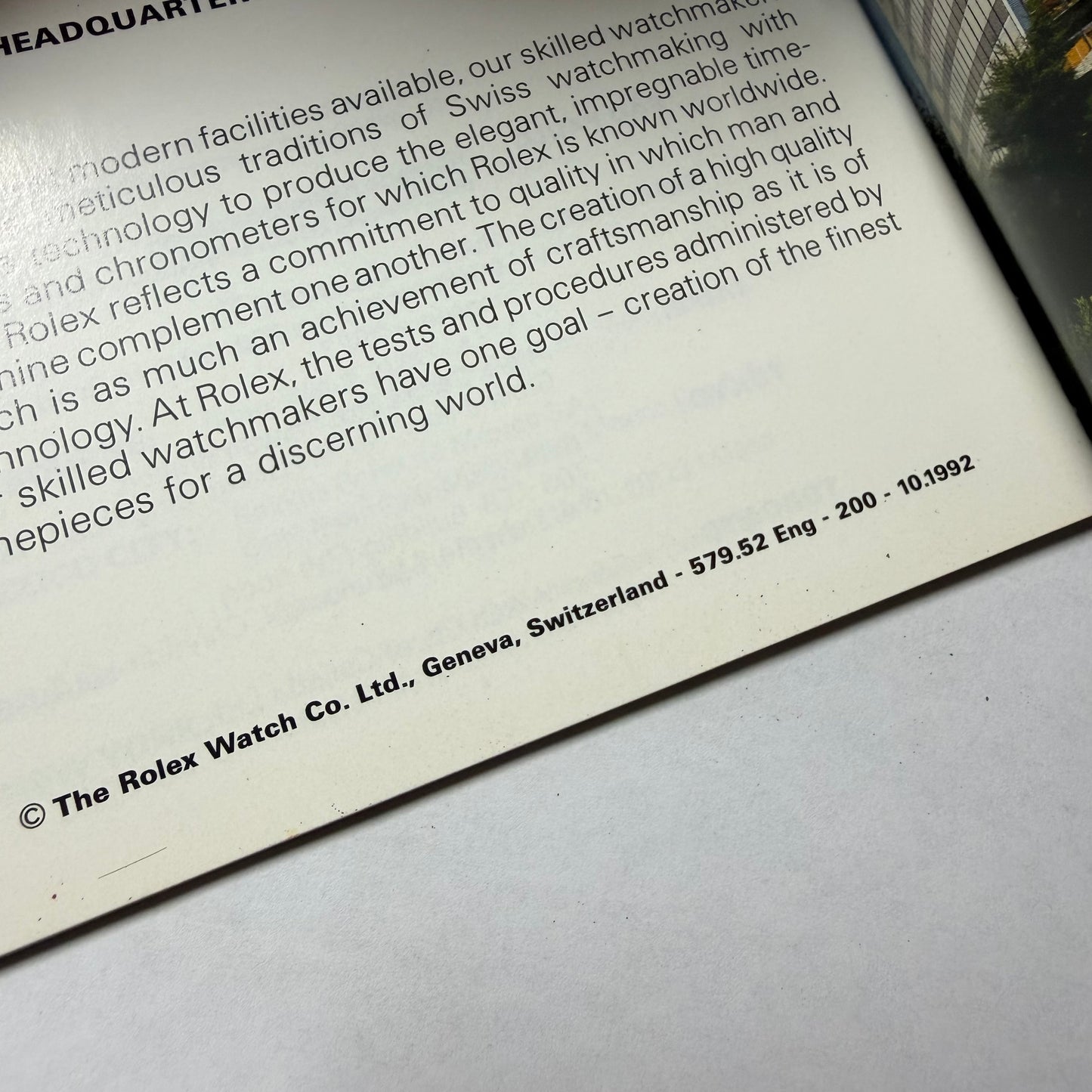 ROLEX Oyster 1992 Booklet/Pamphlet English