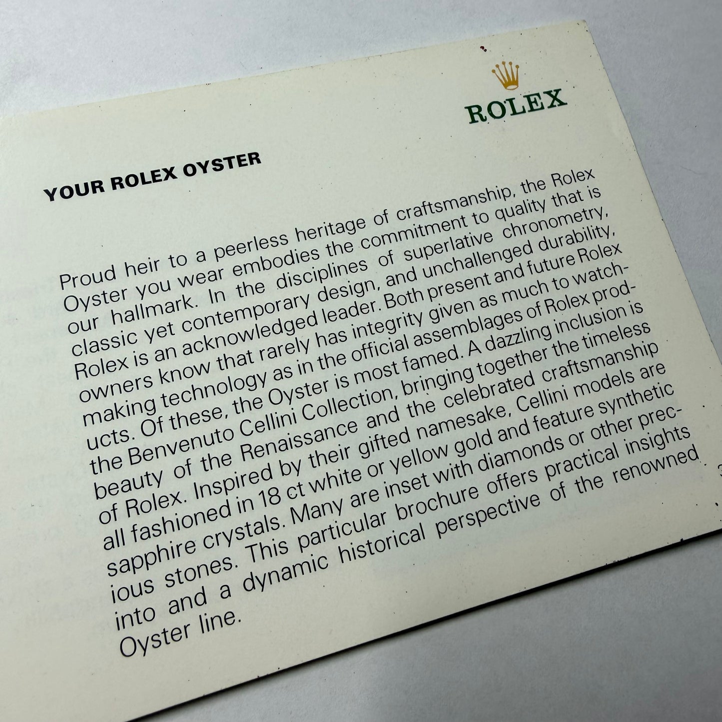 ROLEX Oyster 1992 Booklet/Pamphlet English