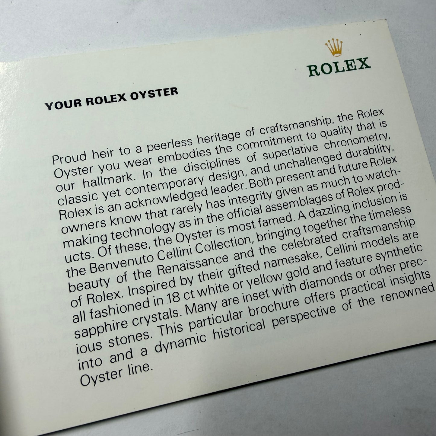 ROLEX Oyster 1995 Booklet/Pamphlet English
