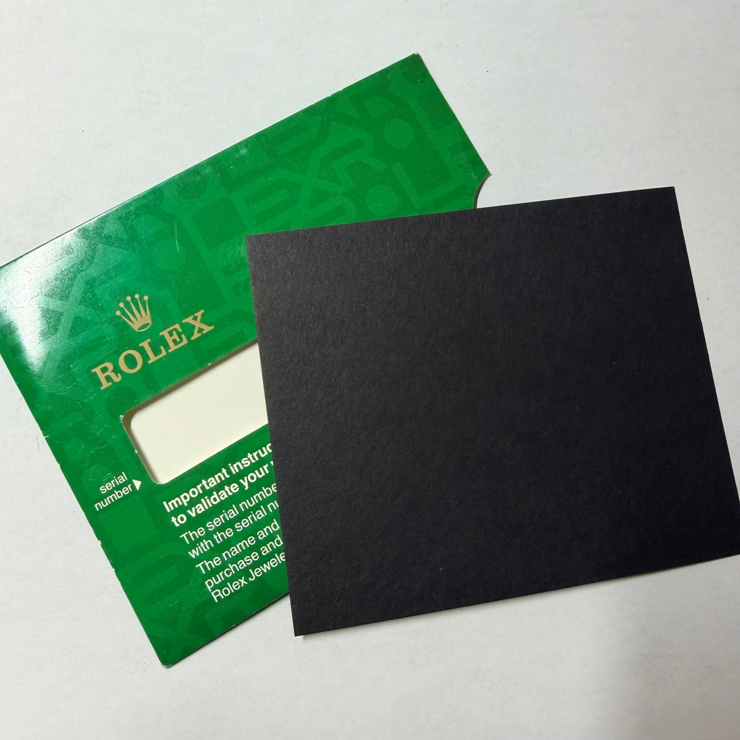 ROLEX Green Warranty Card Holder with Black Insert 5.25x4 inches