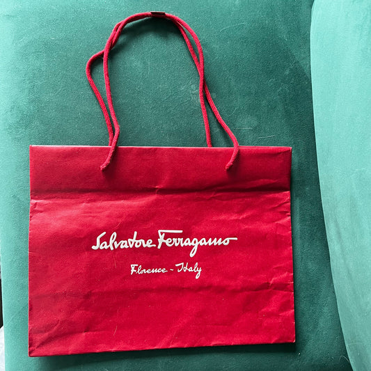 SALVATORE FERRAGAMO Red Shopping Bag 15.5x11.75x6.75 inches