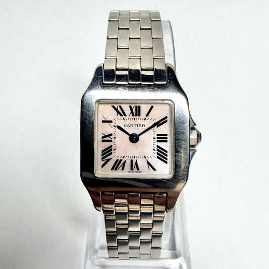 CARTIER SANTOS DEMOISELLE Quartz 20mm Steel Watch Pink MOP Dial