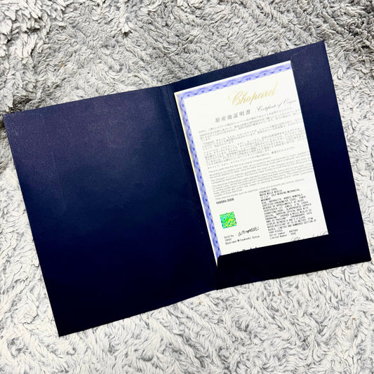 CHOPARD Mille Miglia Filled Certificate + Blue CHOPARD Certificate Holder 8.70x6.25 inches