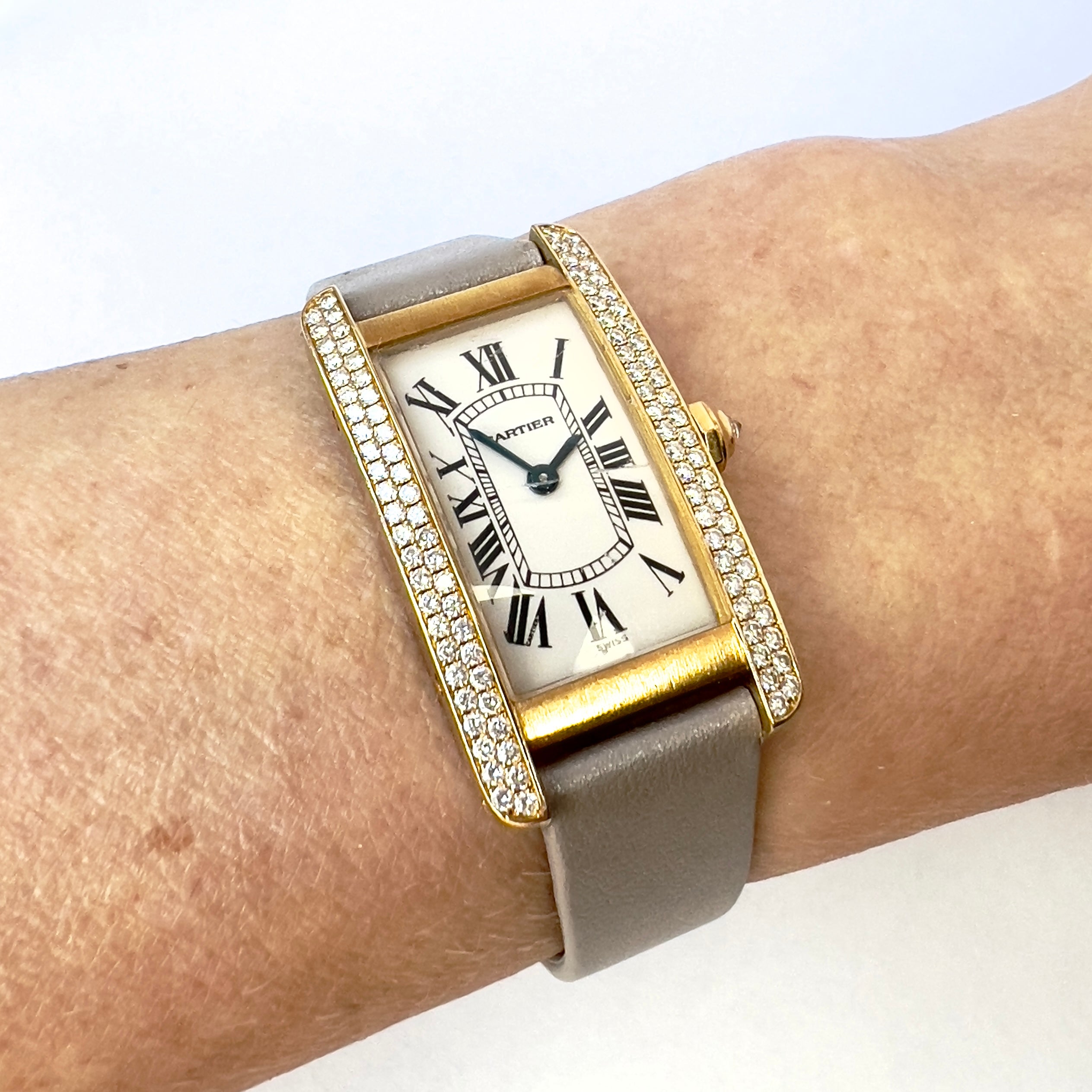 CARTIER TANK AMERICAINE 1710 Quartz 19mm 18K Yellow Gold FACTORY