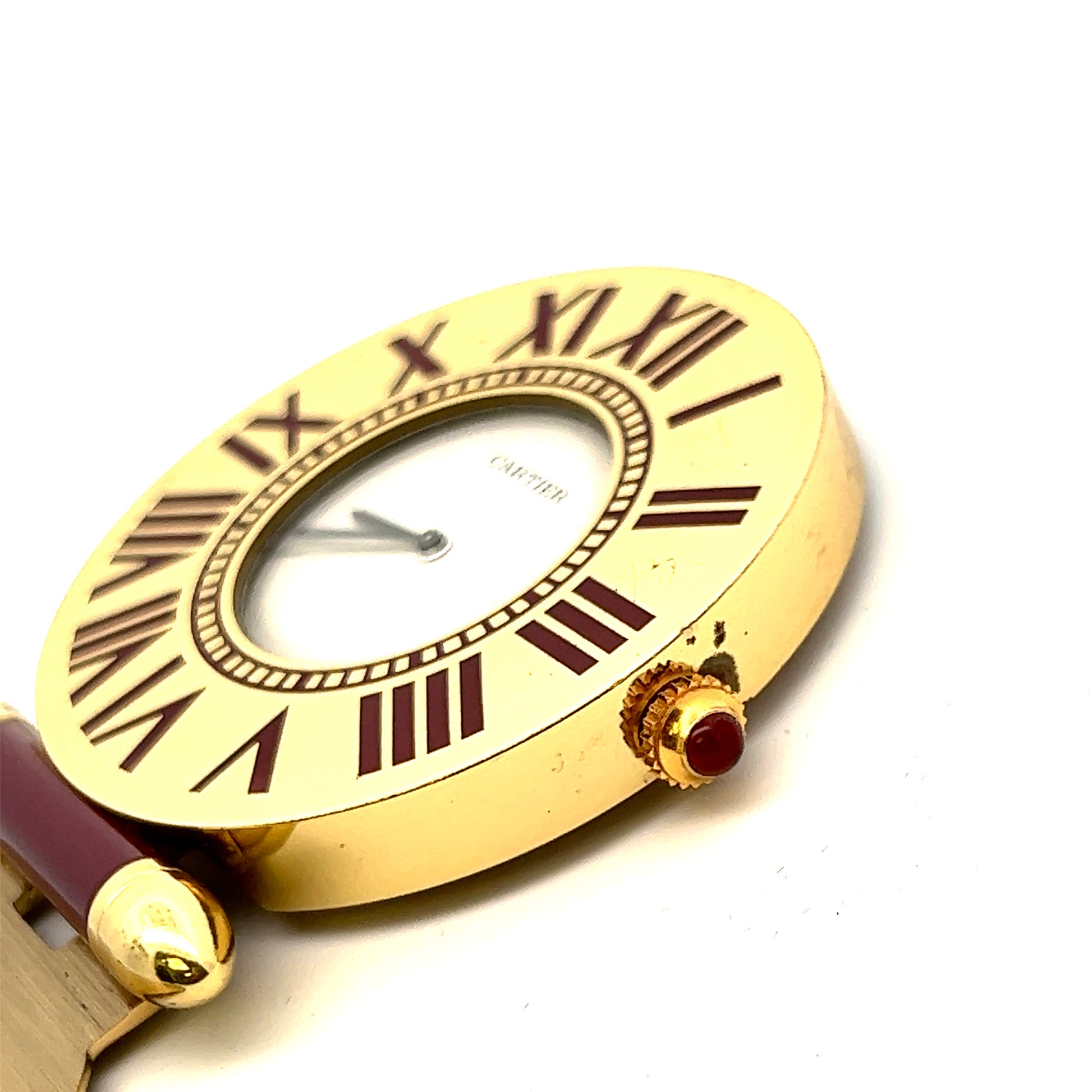 CARTIER Quartz 53mm 18K Yellow Gold Clock Watch