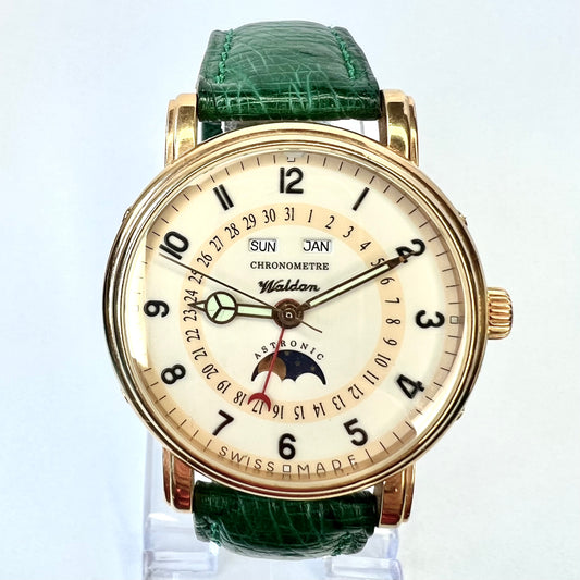 WALDAN Automatic 39mm Chronometer Austronic Moonphase 18K Rose Gold Watch