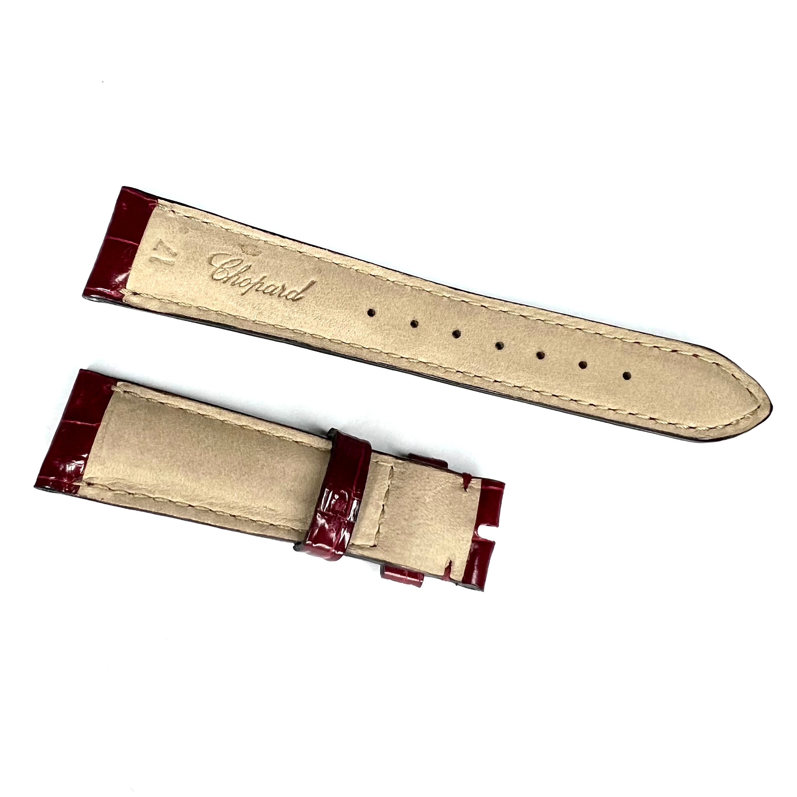 CHOPARD 17 14mm Burgundy Genuine Crocodile Leather Band Strap