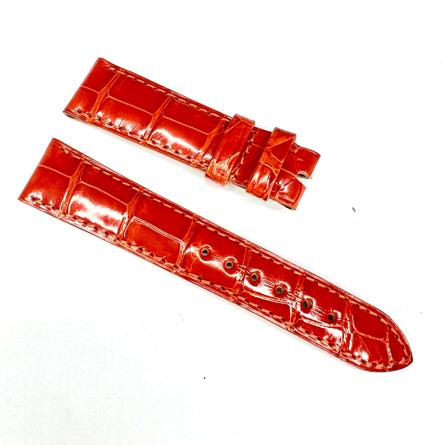 CHOPARD 17/14mm Orange Genuine Crocodile Leather Band Strap