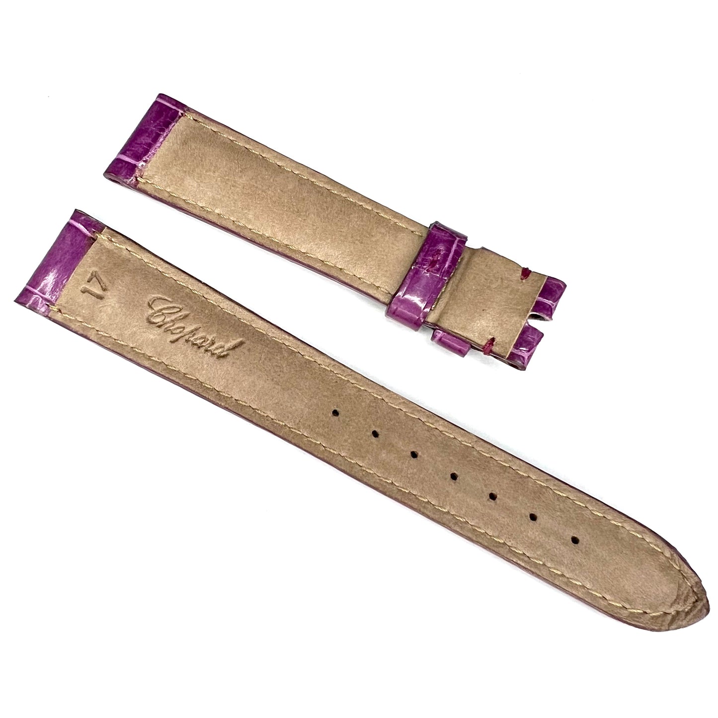 CHOPARD 17/14mm Purple Genuine Crocodile Leather Band Strap