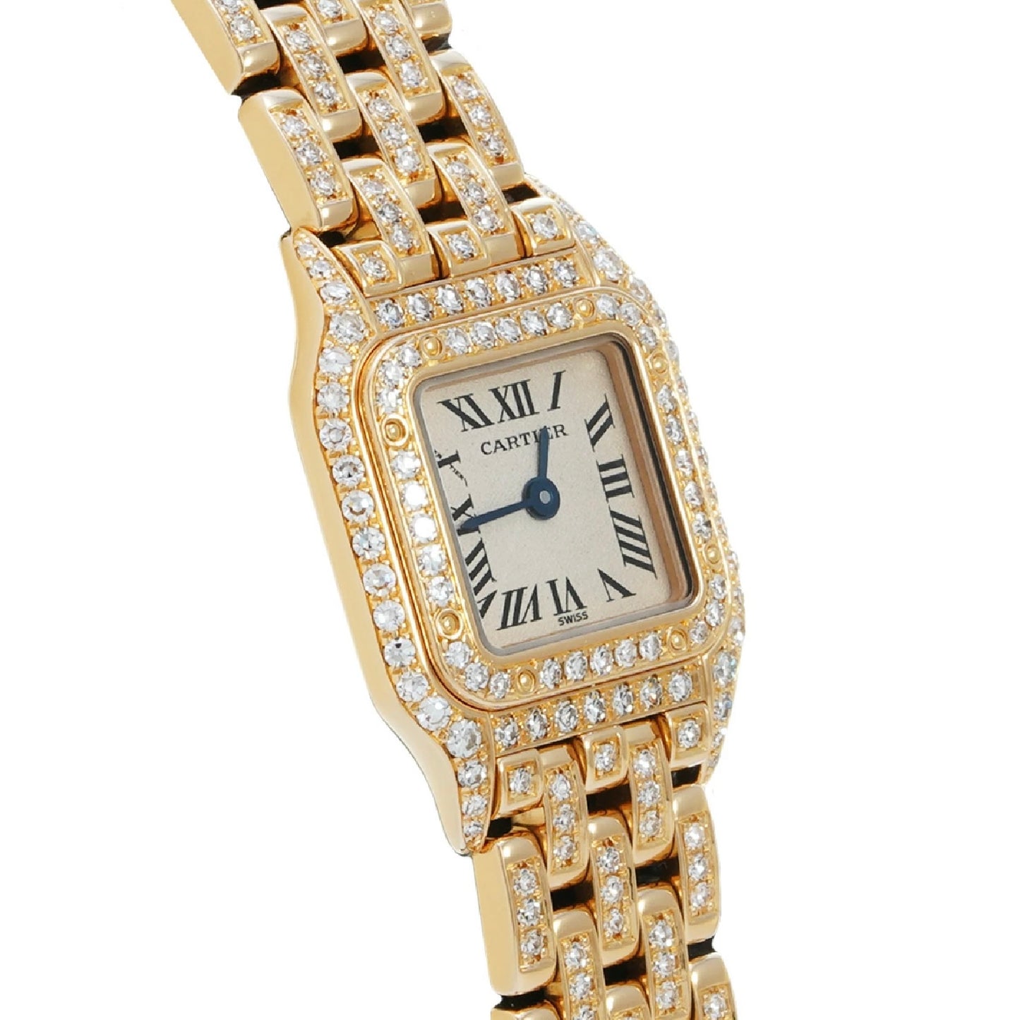 CARTIER PANTHERE Mini Quartz 17mm 18K Yellow Gold ~5TCW DIAMOND Watch