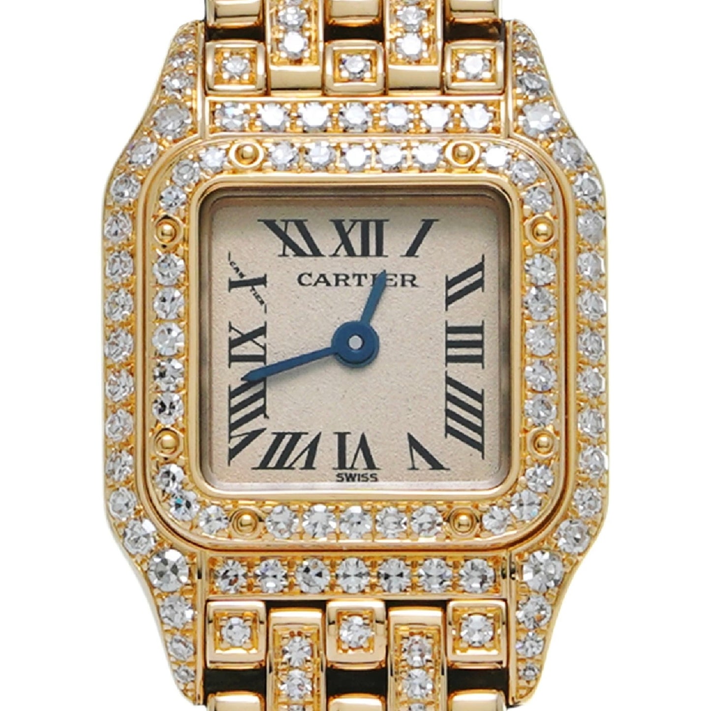 CARTIER PANTHERE Mini Quartz 17mm 18K Yellow Gold ~5TCW DIAMOND Watch