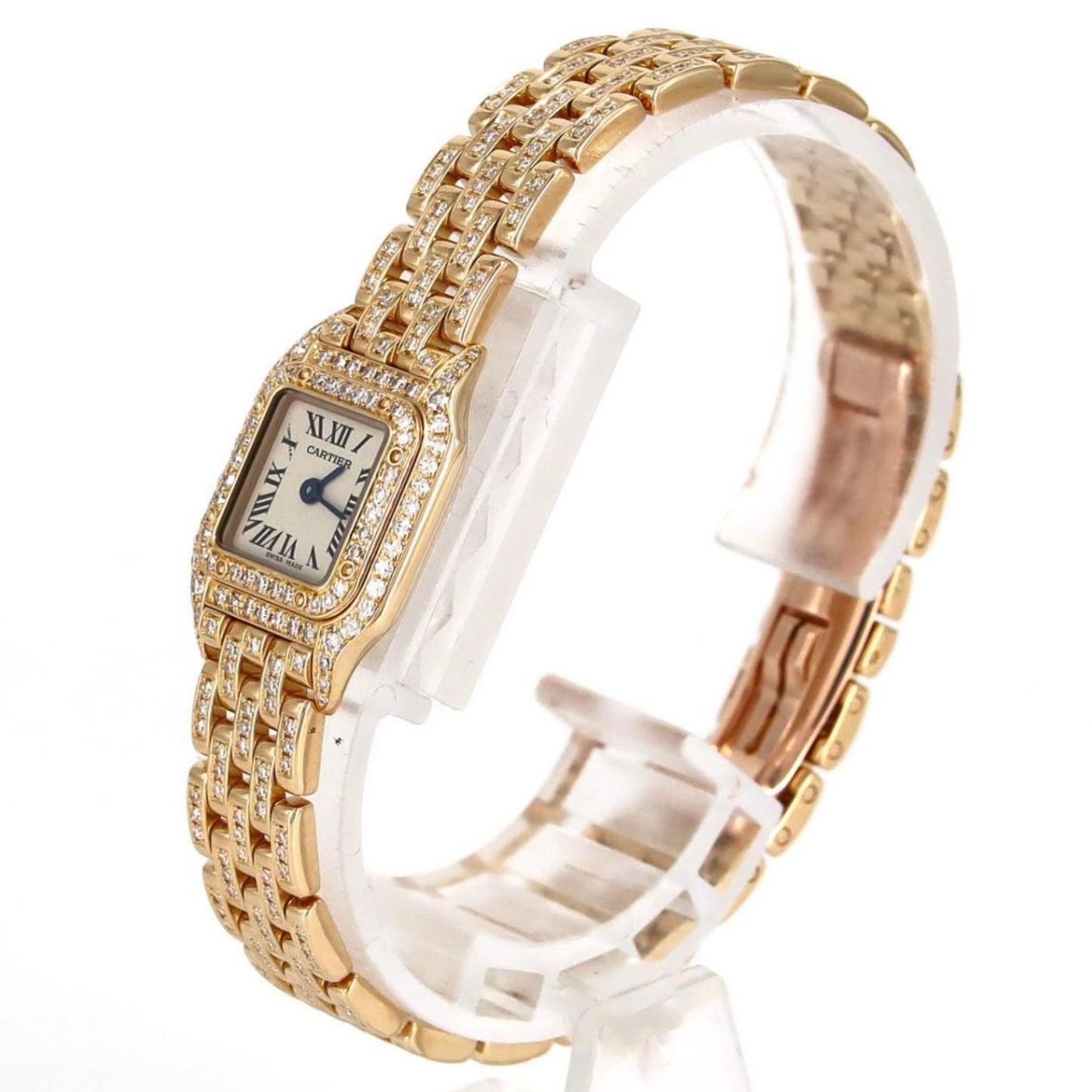 CARTIER PANTHERE Mini Quartz 17mm 18K Yellow Gold ~5TCW DIAMOND Watch