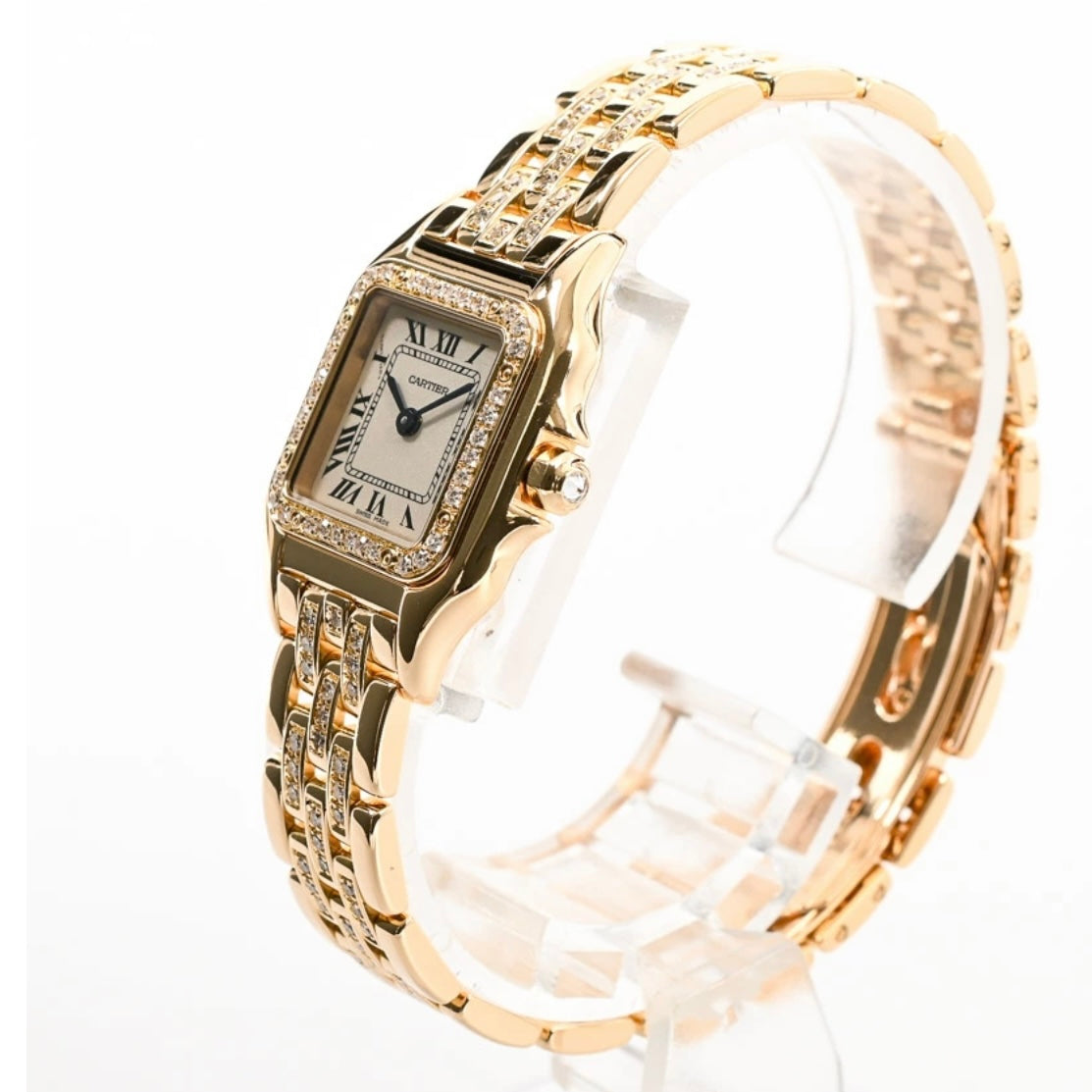 CARTIER PANTHERE Mini Quartz 17mm 18K Yellow Gold ~2TCW DIAMOND Watch