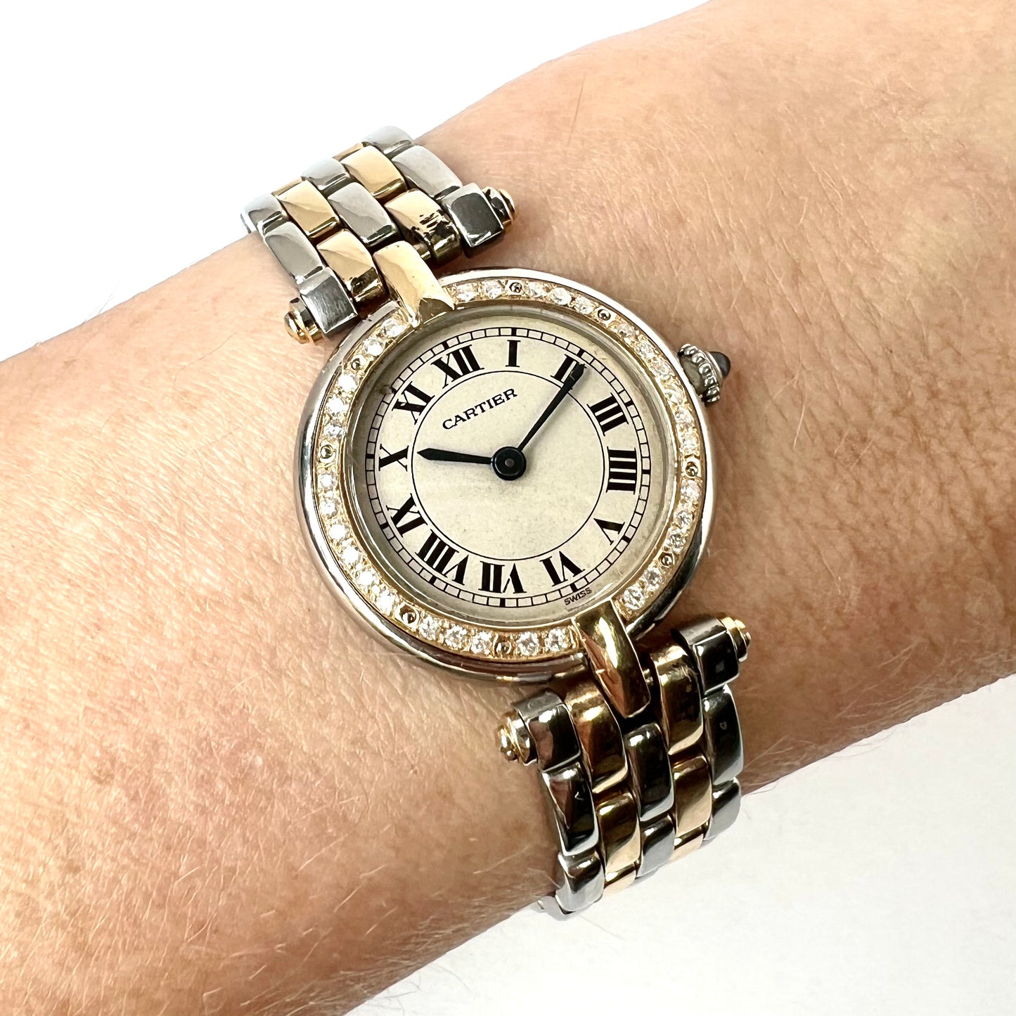 CARTIER PANTHERE VENDOME Quartz 24mm 2 Row Gold 0.26TCW Diamond Watch