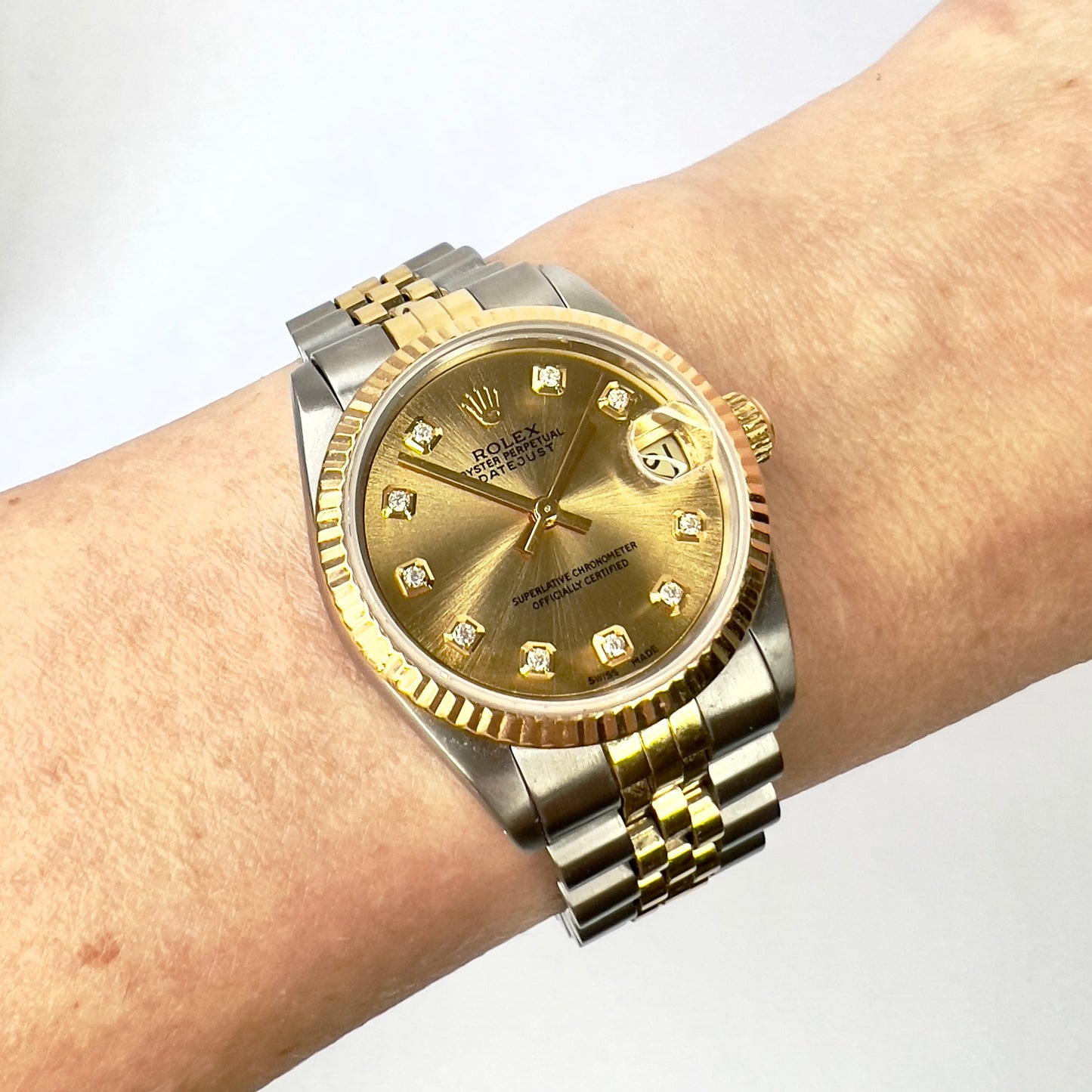 ROLEX Oyster Perpetual DATEJUST Automatic 31mm 2 Tone Diamond Watch
