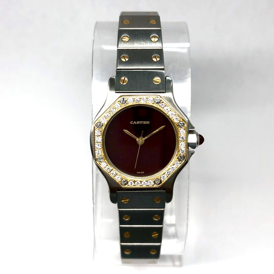 CARTIER SANTOS OCTAGON Automatic 25mm 2 Tone 0.40TCW Diamond Watch