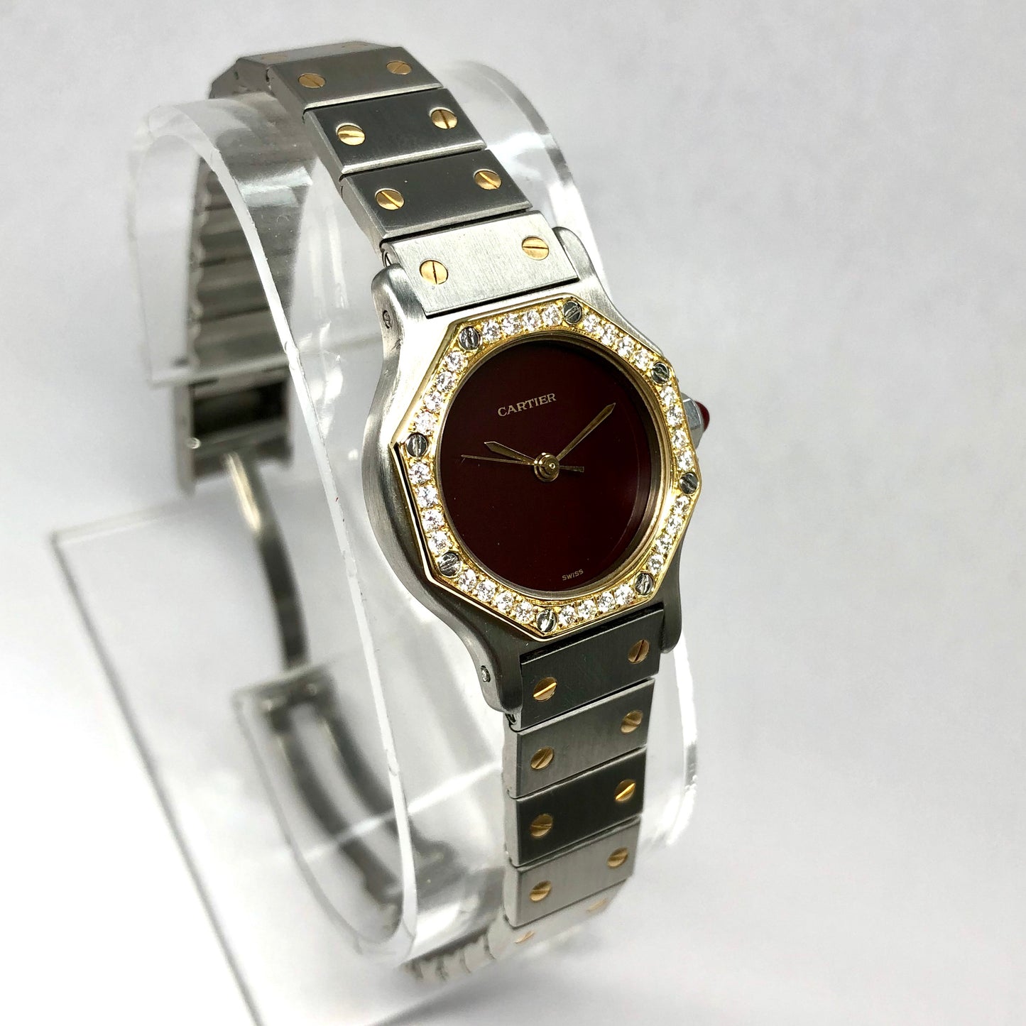 CARTIER SANTOS OCTAGON Automatic 25mm 2 Tone 0.40TCW Diamond Watch