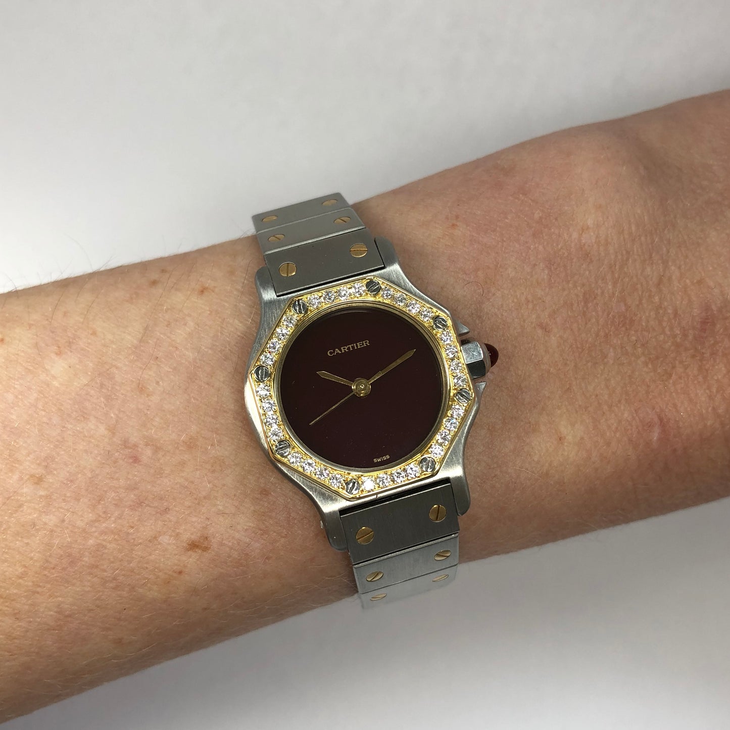 CARTIER SANTOS OCTAGON Automatic 25mm 2 Tone 0.40TCW Diamond Watch