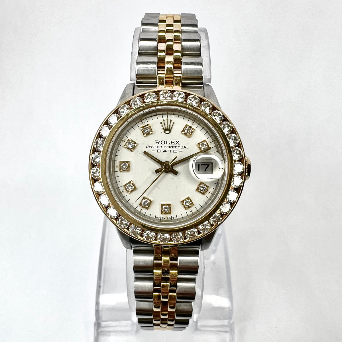 Rolex Ladies Oyster Perpetual Stainless Steel Diamond Bezel Dial Watch Rolex Oyster Perpetual Date Just Women main image 4