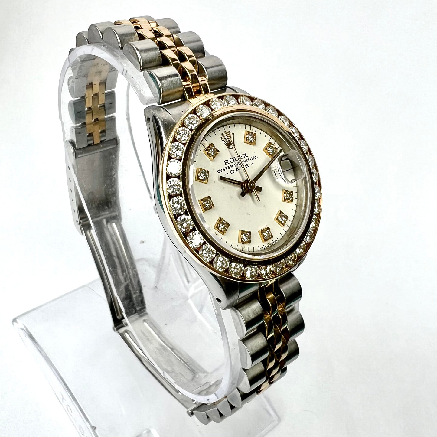 ROLEX Oyster Perpetual DATE Automatic 27.5mm 2 Tone Diamond Watch