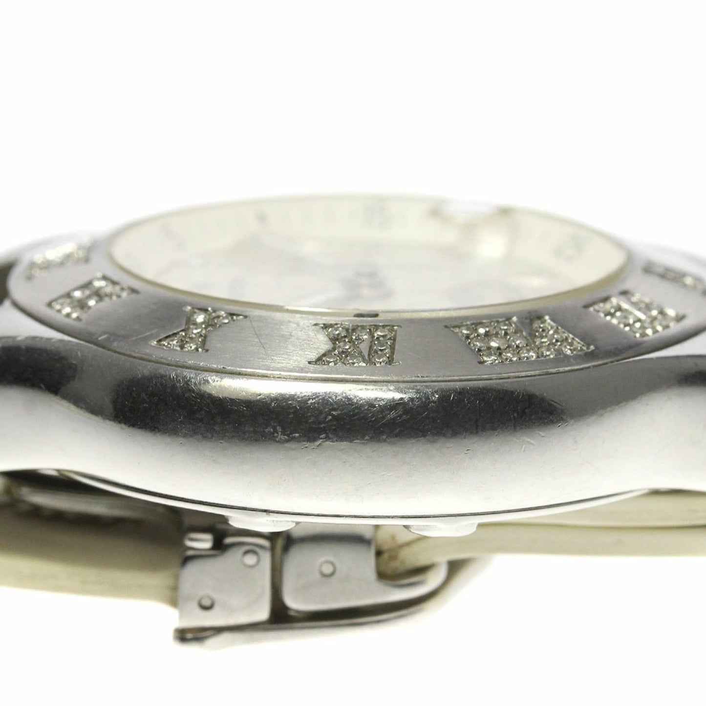 CARTIER CHRONOSCAPH 21 Chronograph 2424 Quartz 38mm Steel 2TCW DIAMOND Watch