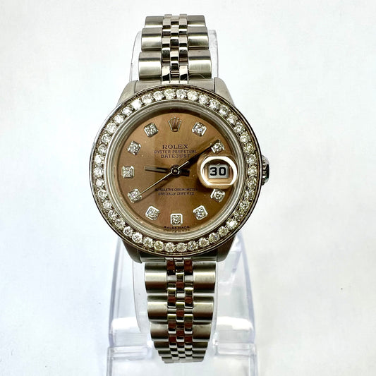 ROLEX Oyster Perpetual DATEJUST Automatic 27.5mm Steel DIAMOND Watch