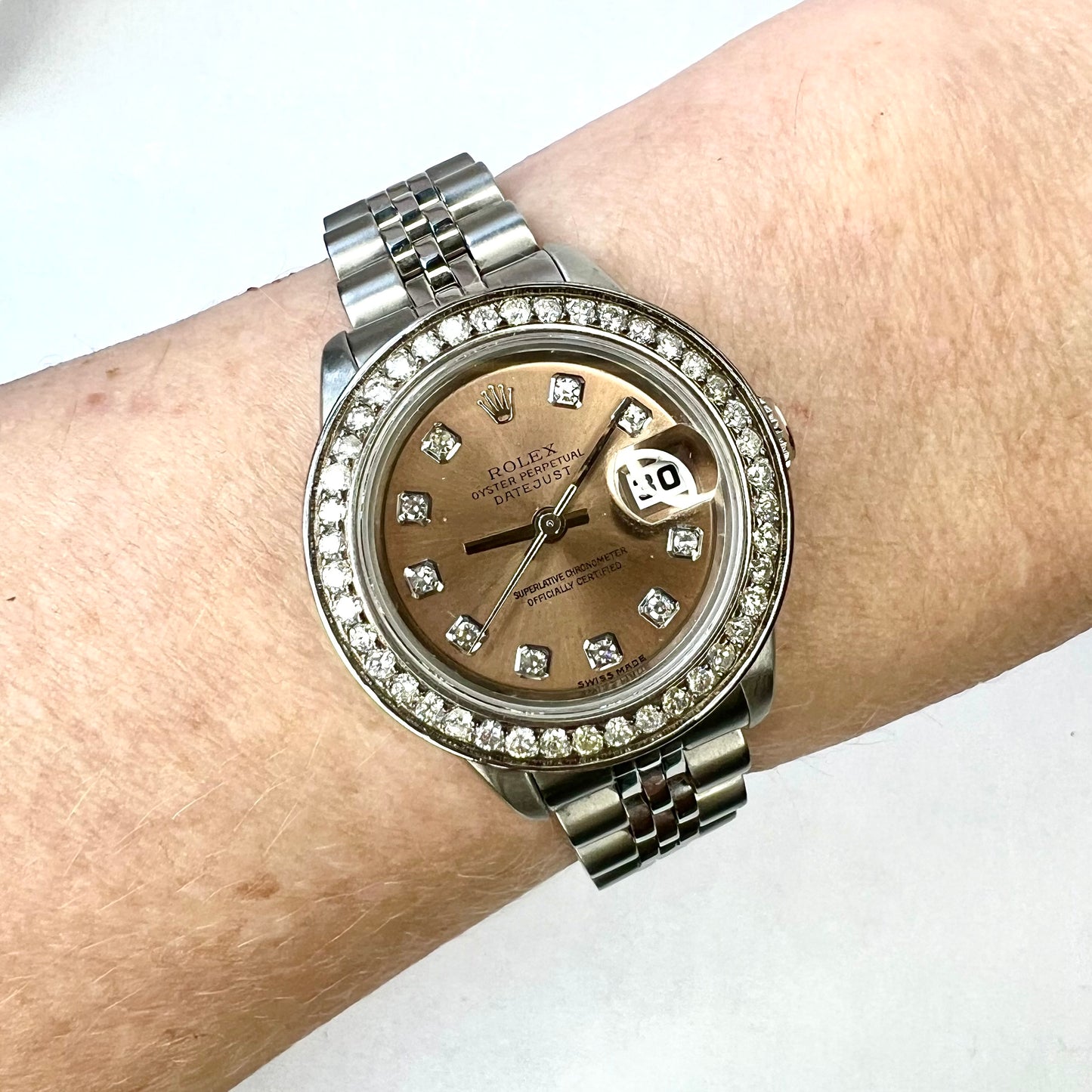 ROLEX Oyster Perpetual DATEJUST Automatic 27.5mm Steel DIAMOND Watch