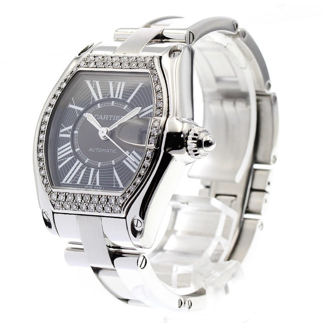 CARTIER ROADSTER 2510 Automatic 38mm Steel 1.18TCW DIAMOND Watch
