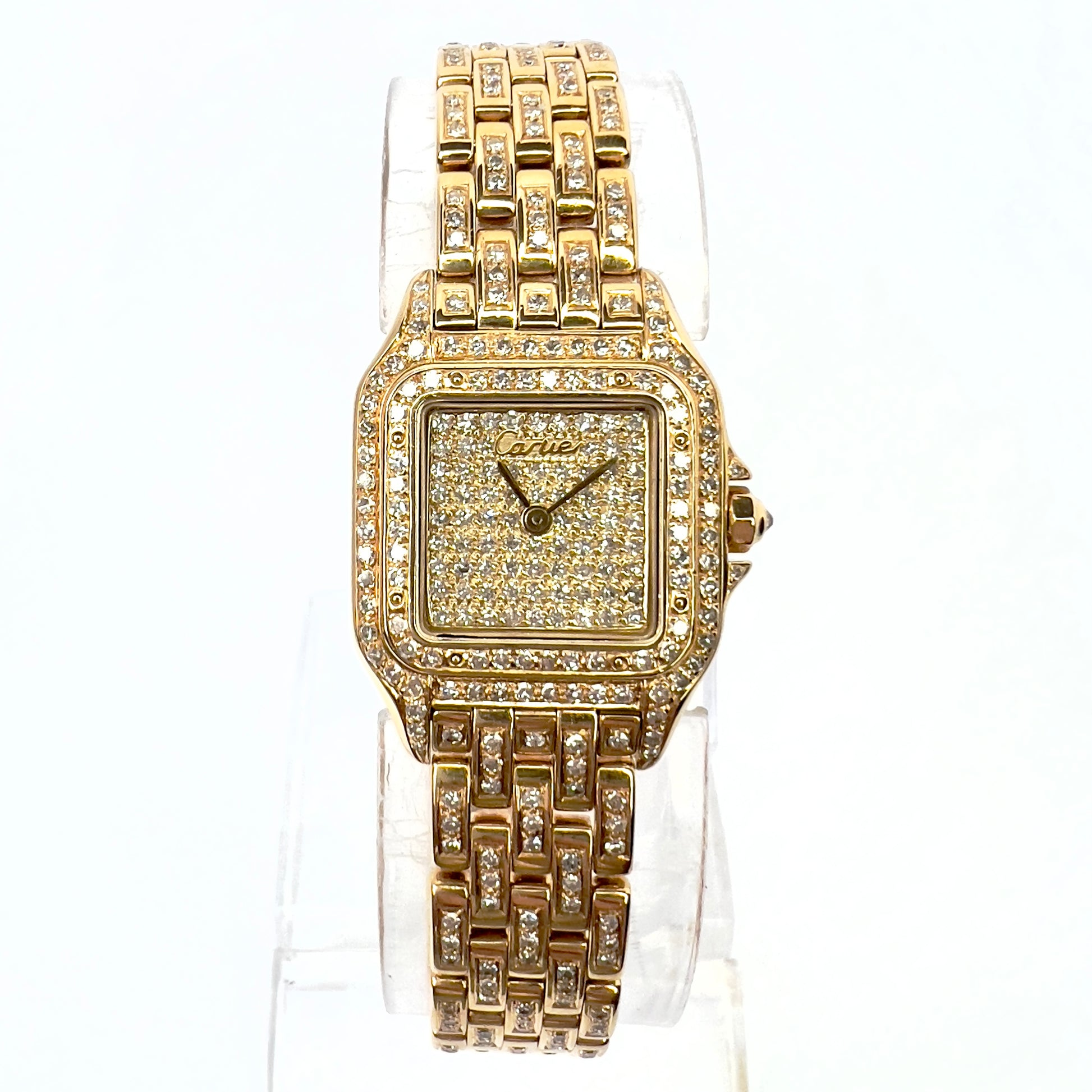 CARTIER PANTHERE Quartz 22mm 18K Yellow Gold ~3.2TCW Diamond Watch