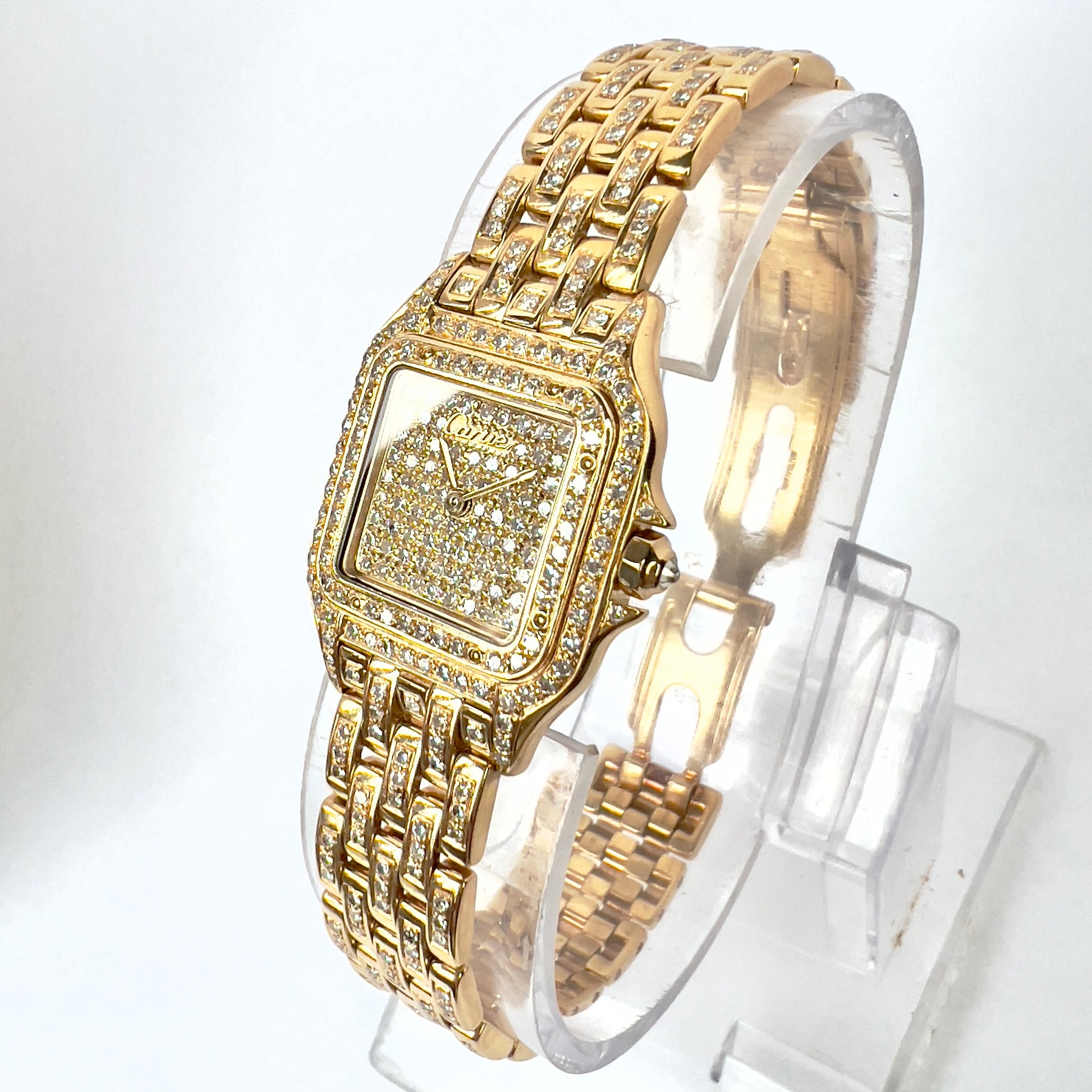 CARTIER PANTHERE Quartz 22mm 18K Yellow Gold ~3.2TCW Diamond Watch