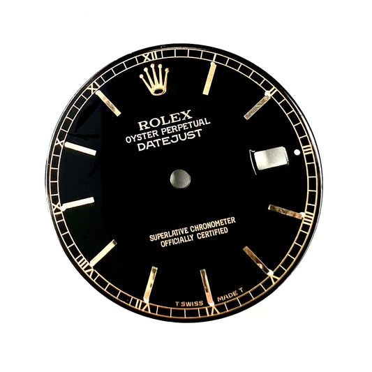 ROLEX 27.7mm Black Color Gold Hour Markers Roman Numerals DIAL for ROLEX DATEJUST