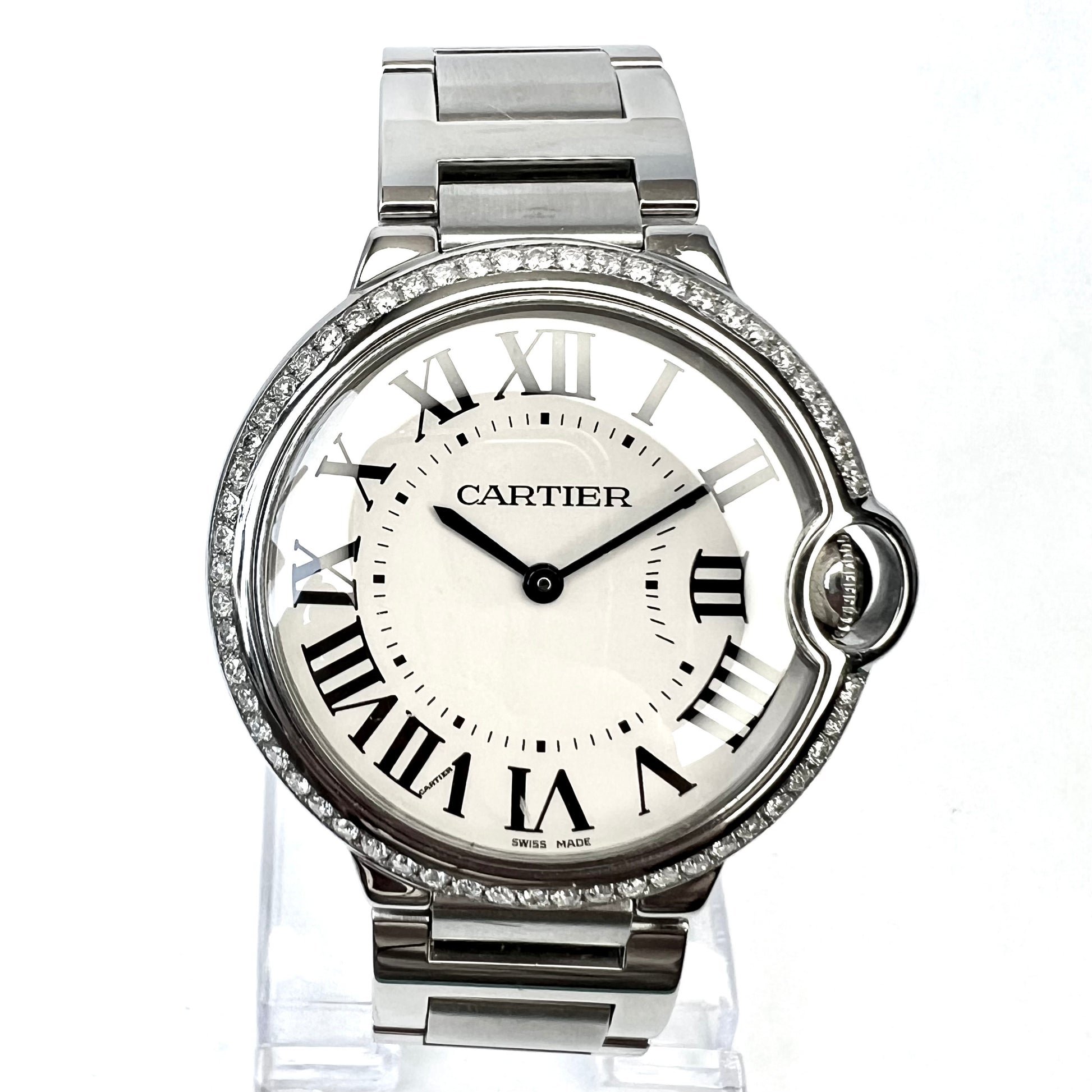 CARTIER BALLON BLEU 36mm Quartz Steel DIAMOND Watch
