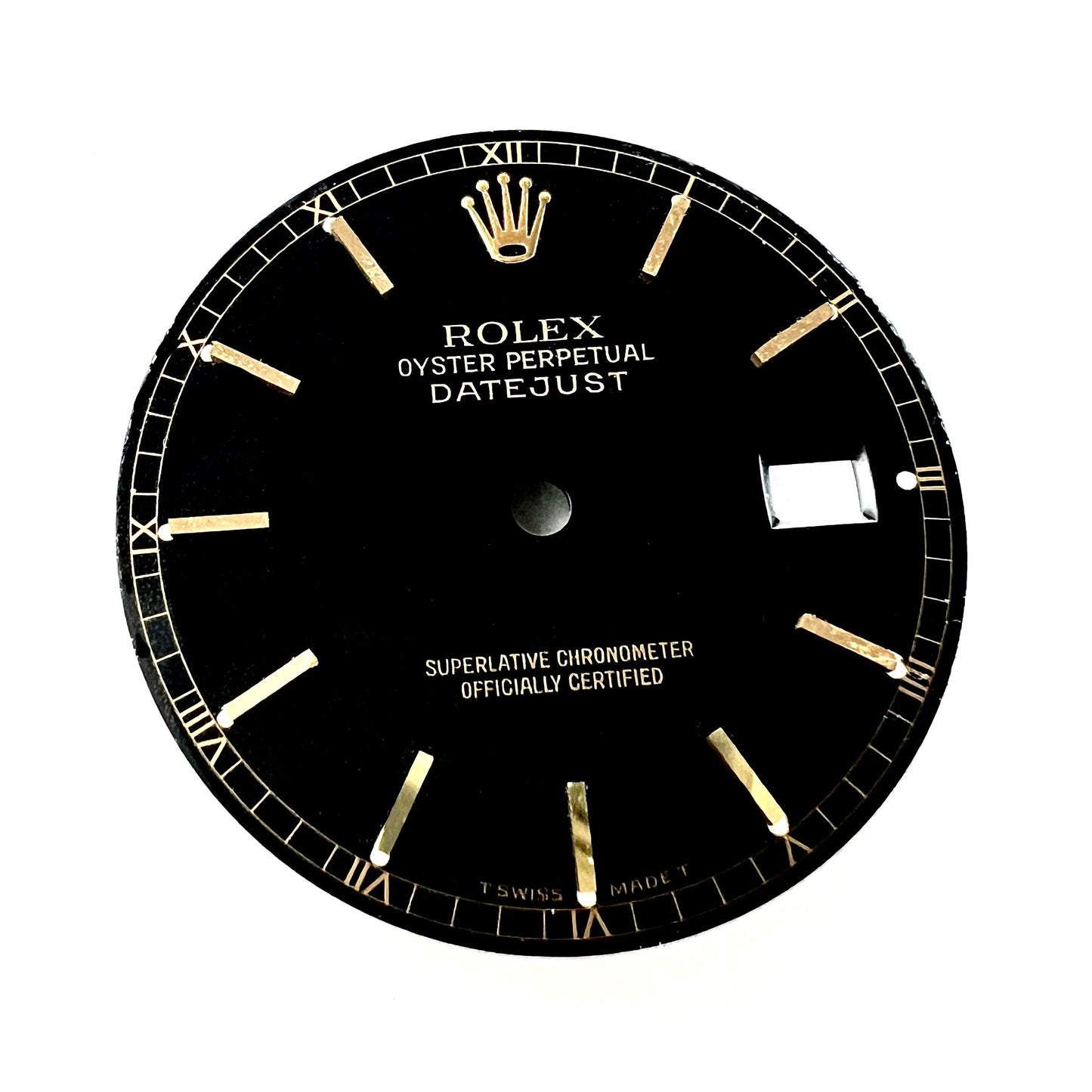 ROLEX 27.7mm Black Color Gold Hour Markers Roman Numerals DIAL for 36mm ROLEX DATEJUST