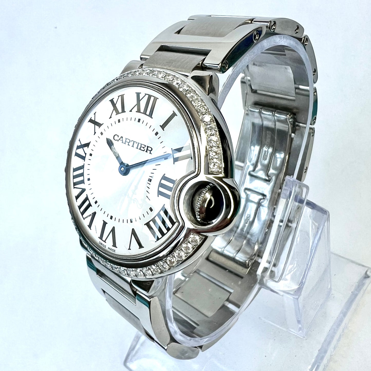 CARTIER BALLON BLEU 36mm Quartz Steel 0.91TCW DIAMOND Watch