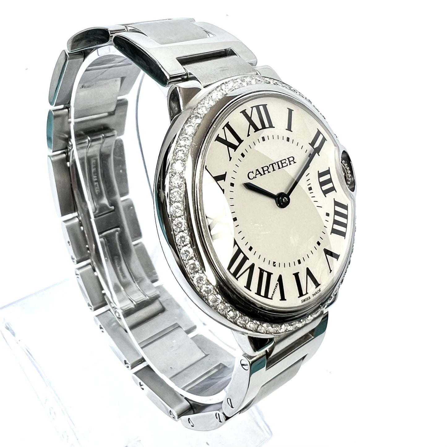 CARTIER BALLON BLEU 36mm Quartz Steel 0.91TCW DIAMOND Watch