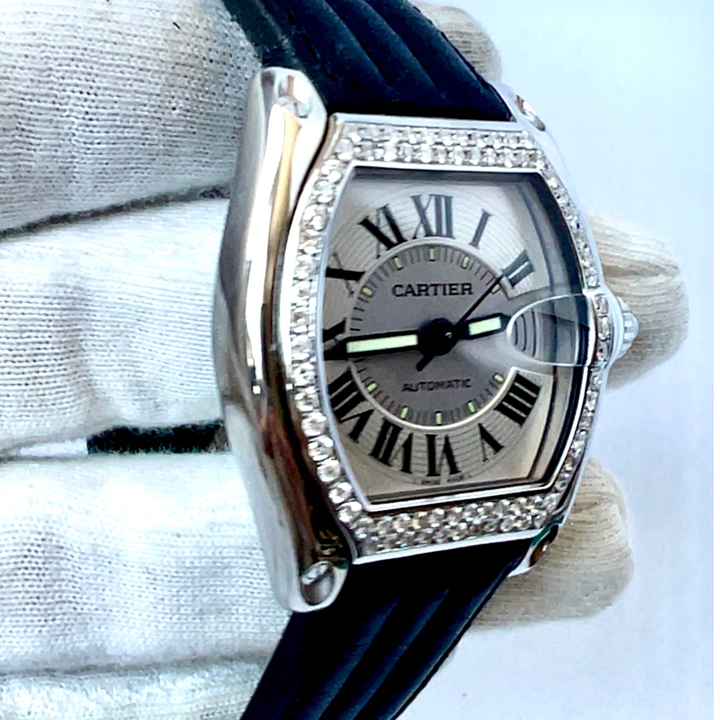 CARTIER ROADSTER 2510 Automatic 38mm Steel 1.18TCW Diamond Watch