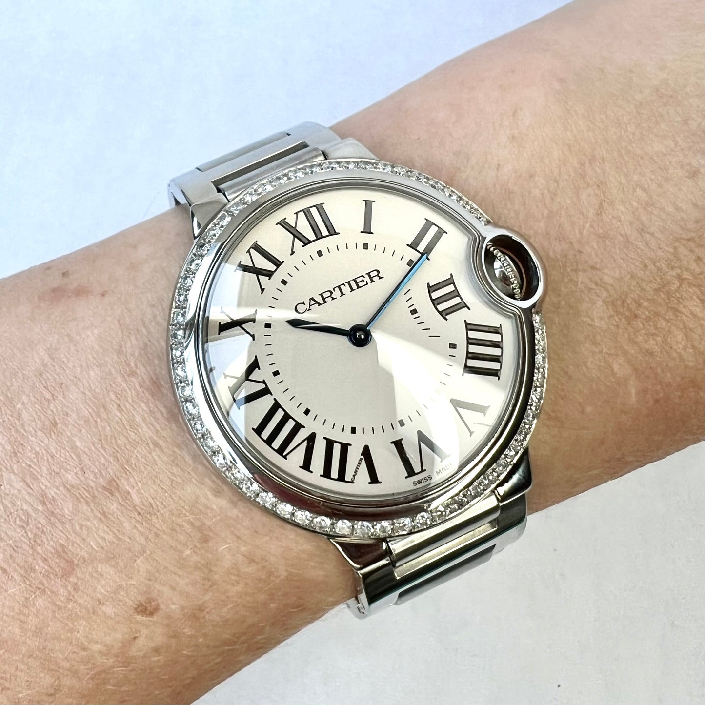 CARTIER BALLON BLEU 36mm Quartz Steel 0.91TCW DIAMOND Watch