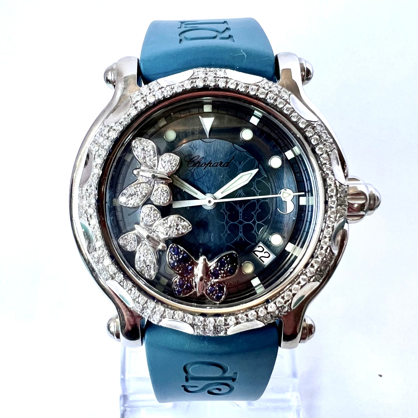 CHOPARD HAPPY SPORT Quartz Steel 38mm Floating Butterflies Diamond Watch