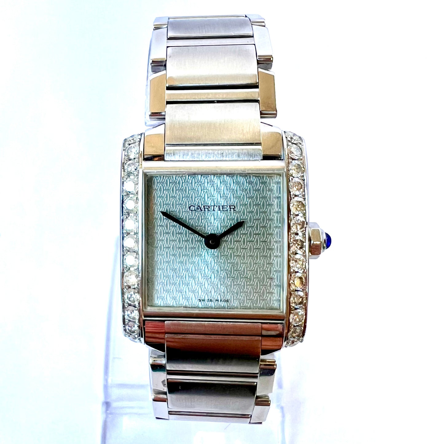 CARTIER TANK FRANCAISE Quartz 25mm Steel 1.10TCW DIAMOND Watch