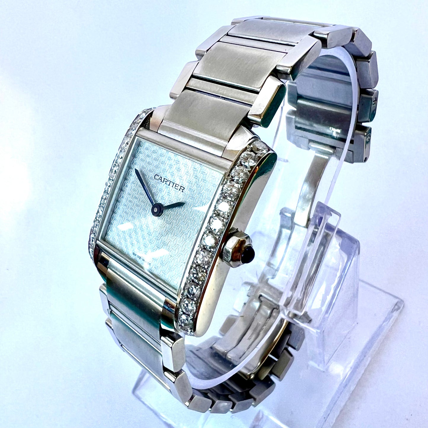 CARTIER TANK FRANCAISE Quartz 25mm Steel 1.10TCW DIAMOND Watch