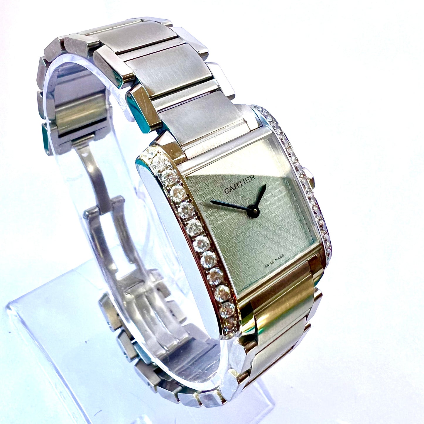 CARTIER TANK FRANCAISE Quartz 25mm Steel 1.10TCW DIAMOND Watch